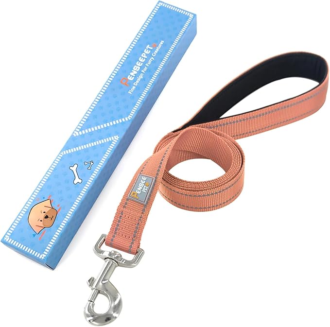 Reflective Dog Leash 6 FT Padded Handle Nylon Dogs Leashes for Medium Dogs Coral