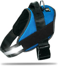 Non Pull Dog Harness with Patch Panels and Handle, Adjustable, Reflective, No Choke, Heavy Duty Easy On Service Dog Vest Harnesses for Medium Large Small Sized Dogs - Blue, L