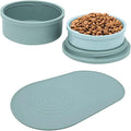 KindTail Pet Bowl Set + Silicone Mat - 2 Bowls & 1 Mat, BPA-Free, Dishwasher Safe, Non-Slip, Travel-Friendly, 25-65 lbs Dogs