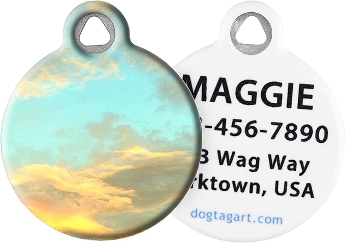 Dog Tag Art Nature and Outdoors Custom Pet ID Tag for Dogs and Cats, Personalized Dog Tag with Customized Identification, Dreamy Clouds, Small (7/8" Diameter)