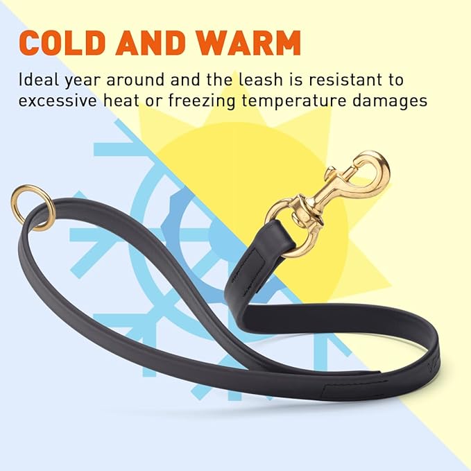 Viper Biothane K9 Working Dog Leash Waterproof Lead for Tracking Training Schutzhund Odor-Proof Long Line with Solid Brass Snap for Puppy Medium and Large Dogs 20in, Black