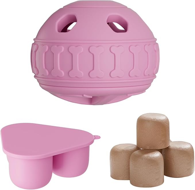 2 in 1 Interactive Dog Toy and Silicone Tray with Lid, Dog Enrichment Toys for Large Dogs 25-75 lbs, Freezable Dogs Chew Toy to Keep Them Busy, Frozen Treat Dispensing for Slow Food Training