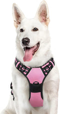 Eagloo Dog Harness for Large Dogs, No Pull Service Vest with Reflective Strips and Control Handle, Adjustable and Comfortable for Walking, No Choke Pet Harness with 2 Metal Rings, Pink, XL