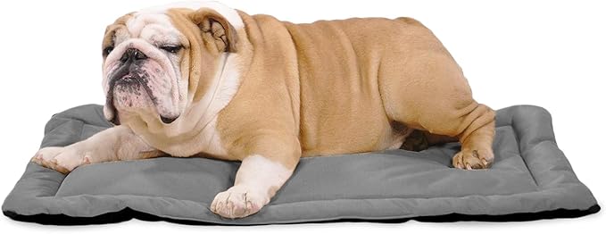 K9 Ballistics Tough Ripstop Dog Crate Pad - Durable, Machine Washable Kennel & Travel Mat for Puppies and Medium Dogs, 35 x 22 fits 36” Wire Crate, Light Gray Velvet