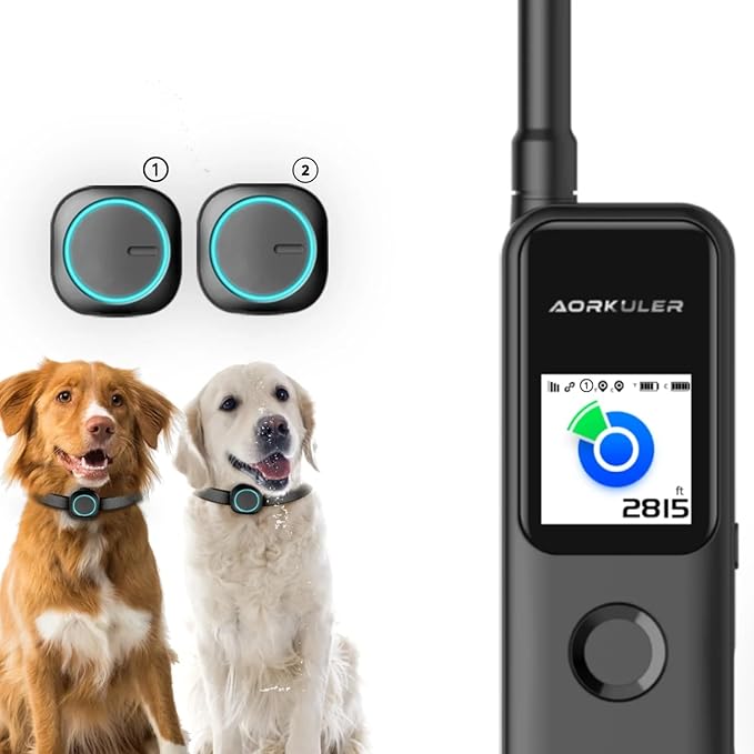 2-Pack Outdoor GPS Dog Tracker for Two Dogs – Real-Time Tracking, No Phone or Signal Needed, Perfect for Hiking, Camping, Farms, and Large Open Spaces, No Subscription Fees