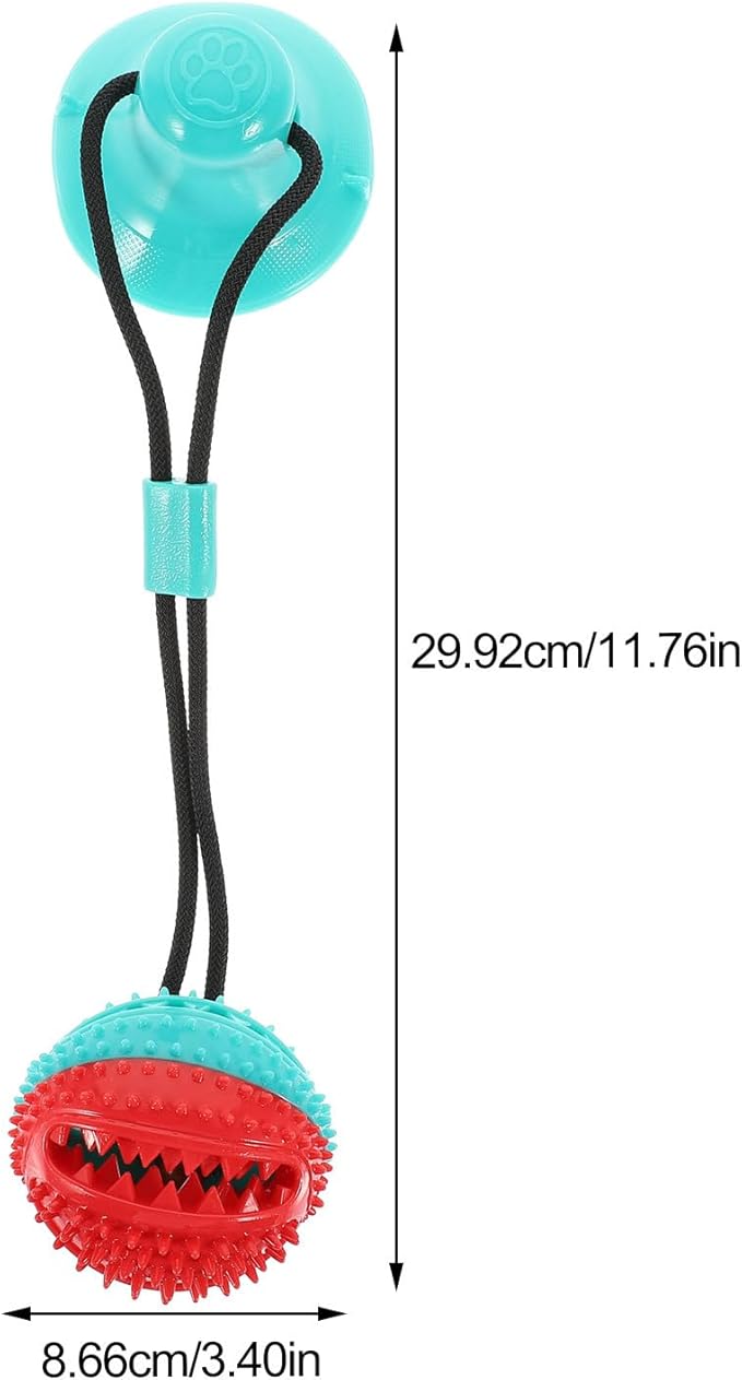 NOLITOY Interactive Suction Cup Dog Chew Toy, Rubber Tug Ball Puppy Chew Squeaky Toy for Aggressive Chewers