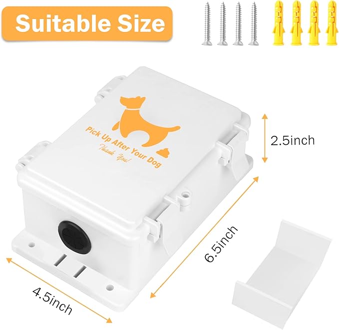 Dog Poop Bag Dispenser, Wall Mount Dogs Waste Bag Holder 100% Water Proof Outdoor Dog Waste Station for Yard Sign for Home Porch Yard (Dispenser Only)