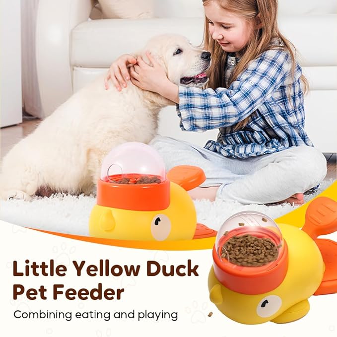 Duck Cat Treat Dispenser, 2026 New Interactive Dog Food Dispenser Toy with Button, Ducks-Shaped Treat Dispenser for Small Medium Dogs (1)