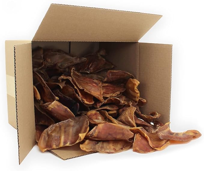Best Pet Supplies GigaBite Roasted Pig Ears for Dogs - Natural Dog Chews, Roasted Pigs Ears, Safe for Puppies and Aggressive Chewers, Cleans Teeth and Gums - Whole Ears, Pack of 60