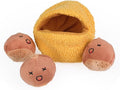CHEWFFON Interactive Hide-and-Seek Burrow Toys, Dog Toys for Boredom, Cute Squeaky Plush Toy, Dog Toys for Small Medium and Large Dogs, Crinkle Snuffle Puzzle Toy-Chestnuts 4 Piece Set