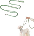 Hands Free Dog Leash Adjustable Versatile Crossbody Waist Dog Leash Reflective Comfortable Padded Handles Shock Absorbing Walking Lead for Small Medium Large Dogs (Light-Olive, S)