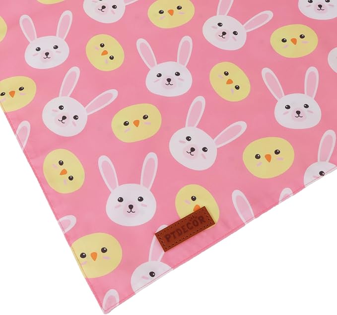 PTDECOR Easter Dog Bandana, Rabbit Carrot Dog Scarf, Premium Durable Fabric, Pink Female Easter Bandanas for Small Dogs Pets (Small)