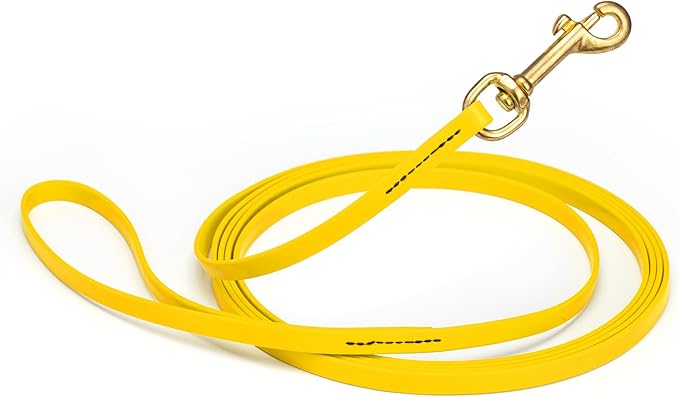 Viper Biothane K9 Working Dog Leash Waterproof Lead for Tracking Training Schutzhund Odor-Proof Long Line with Solid Brass Snap for Puppy Medium and Large Dogs, 15ft Lemon Yellow