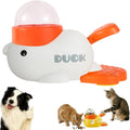 Ducky Cat Treat Dispenser, Interactive Duckie Cat Feeder, Little Yellow Duck Cat Toy Treat Feeder, Duck Dog Food Feeders, 2-in-1 Interactive Dog Puzzle Toy Slow Feeders for Cats & Dogs (White)
