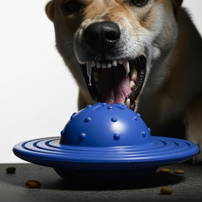 Eco Rubber Chuck & Treat Sky Saucer - Blue - Long Lasting Dog Chew Toys for Aggressive Chewers Strong Dog Toy for Dogs Durable Puppy Toys