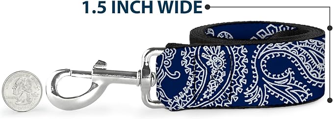 Dog Leash Paisley Blue White 4 Feet Long 0.5 Inch Wide