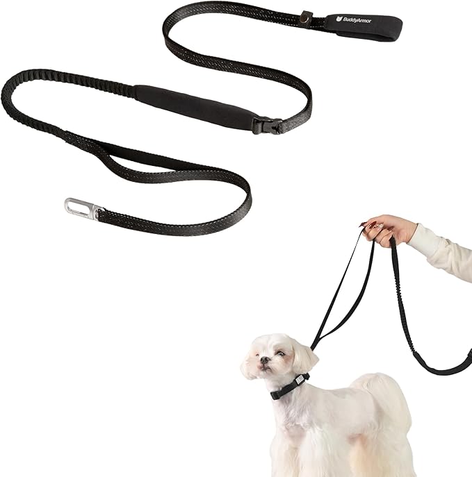 Hands Free Dog Leash Adjustable Versatile Crossbody Waist Dog Leash Reflective Comfortable Padded Handles Shock Absorbing Walking Lead for Small Medium Large Dogs (Super Reflect-Black, S)