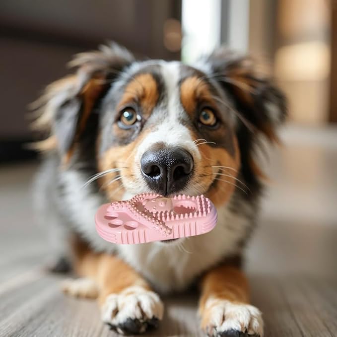 Indestructible Dog Toys for Aggressive Chewers, Durable Chew Toys for Teething Puppies, Loved by Dogs, Soft and Bounces, Not Squeaky，2.44 * 4.72in（Pink）