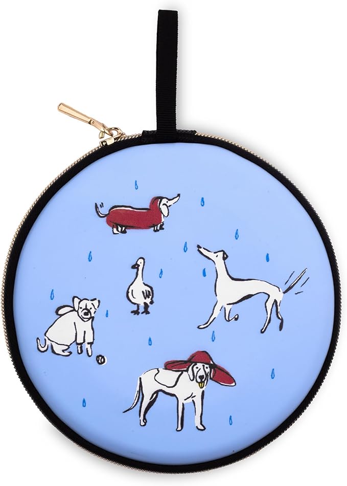 Kate Spade New York Portable Dog Bowls, Two 16oz Collapsible Bowls with Case, Raining Cats and Dogs