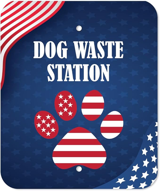 DISPENSE-ART™ collection "Team USA" - Custom UV printed design on rust-proof aluminum 7' dog waste station with 400 dog waste roll bags