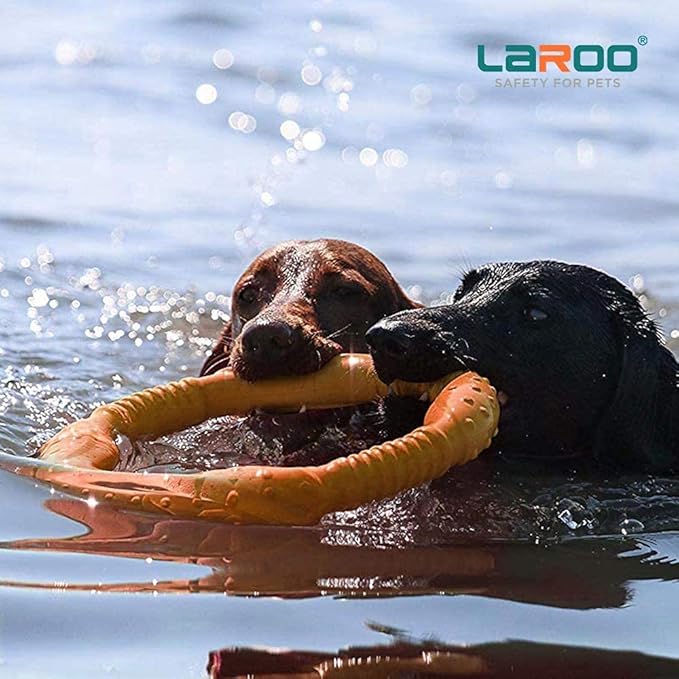LaRoo Dog Toys for Large Dogs, Floatable Dog Flying Discs 3 Sizes Tug Toy, Interactive and Tug of War Ring Toy, Funny Fetch Teething Toys
