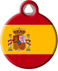 Dog Tag Art Spanish Flag Personalized Pet ID Tag or Dogs and Cats, Flag of Spain Silent Dog Tag with Customized Identification Information - Small .875" Diameter