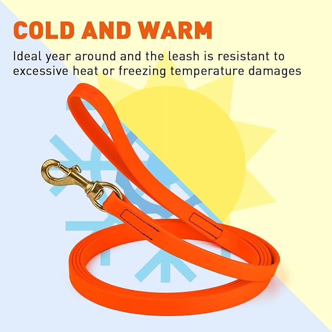 Viper K9 Biothane Working Dog Leash Waterproof Lead for Tracking Training Schutzhund Dog Sport & Search - Odor-Proof Long Line with Solid Brass Snap for Puppy Medium and Large 3/4" x 10ft HunterOrange