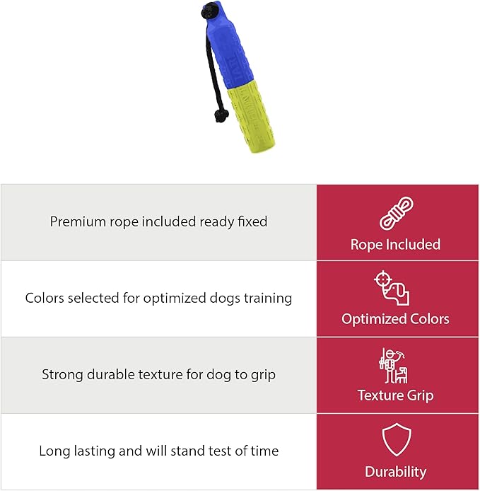 HUNTMARK Dog Bumpers – Standard Fetch Trainer for Hunting and Sporting Dogs – Puppy Training Dummy with Textured Pattern – Color-Spectrum Retrieving Bumpers – 12 x 2-inch