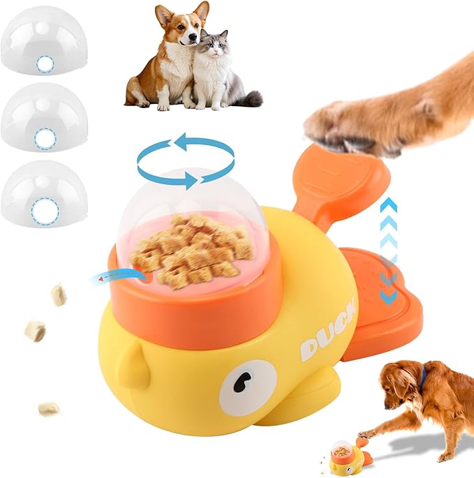 Interactive Dog Puzzle Toys, Cat Puzzle Treat Dispenser Toy,Duck Shape Slow Feeder for Small Medium Dogs Cats Eenrichment Toys,Promotes IQ Training Anti Gulping Reduces Bloating