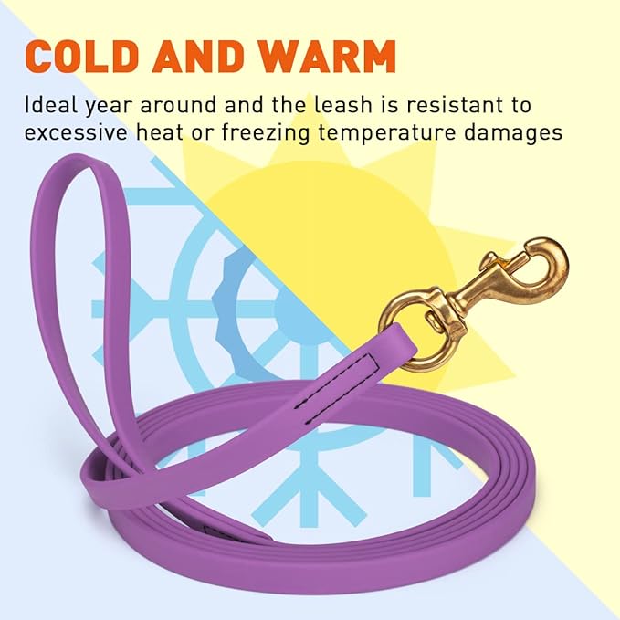 Viper K9 Biothane Working Dog Leash Waterproof Lead for Tracking Training Schutzhund Dog Sport & Search - Odor-Proof Long Line with Solid Brass Snap for Puppy Medium Large 5/8" x 10ft Amethyst Purple