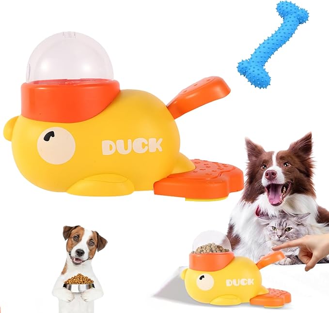 Duck Treat Dispenser, Dog Food Dispenser Toy, 2-in-1 Dog Interactive Slow Feeder Pet Food Puzzle Toy, Slow Feeder Cat Bowls, Cat Enrichment Toys Mentally Stimulation Toys for Training (1pc)