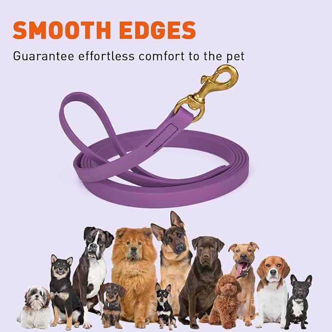 Viper K9 Biothane Working Dog Leash Waterproof Lead for Tracking Training Schutzhund Dog Sport & Search - Odor-Proof Long Line with Solid Brass Snap for Puppy Medium Large 3/4" x 15ft Amethyst Purple