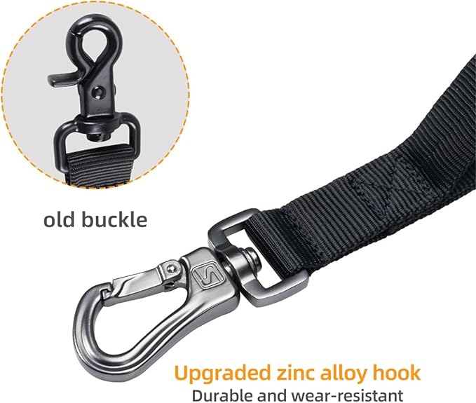 EXCELLENT ELITE SPANKER Tactical Dog Leash Heavy Duty 5-6FT Adjustable No Pull Military Bungee Dog Leash Elastic Leads Rope with 2 Padded Control Handle for Medium Large X-Large Dogs(Black)