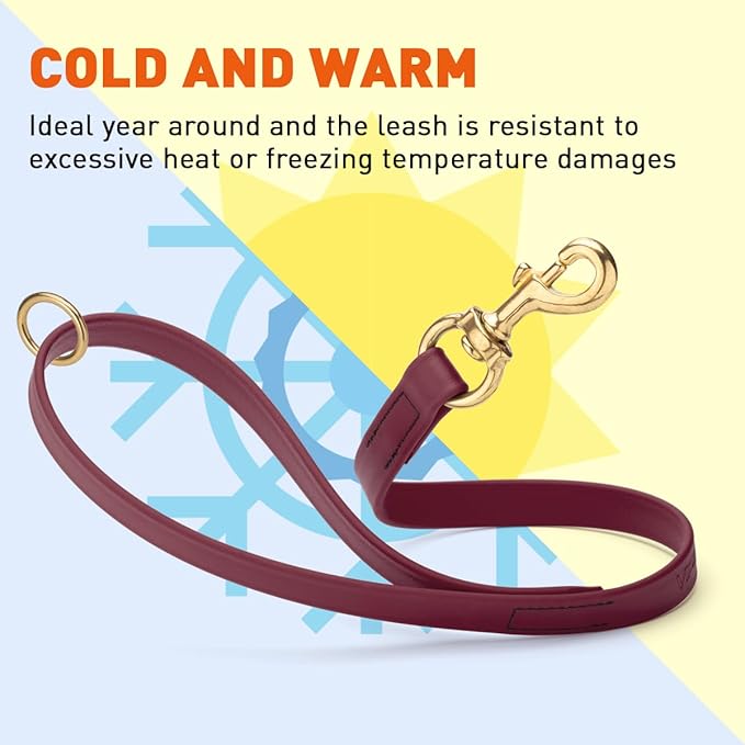 Viper Biothane K9 Working Dog Leash Waterproof Lead for Tracking Training Schutzhund Odor-Proof Long Line with Solid Brass Snap for Puppy Medium and Large Dogs 20in, Merlot Burgundy