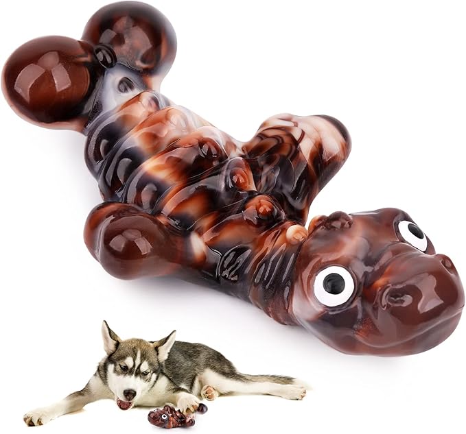 ASIDE Dog Toys for Aggressive Chewers,Dog Chew Toys for Large Dogs,Tough Dog Toys,Indestructible Dog Toys,Dog Toys for Medium Large Dogs Breed, Real Bacon Flavor (Brown)