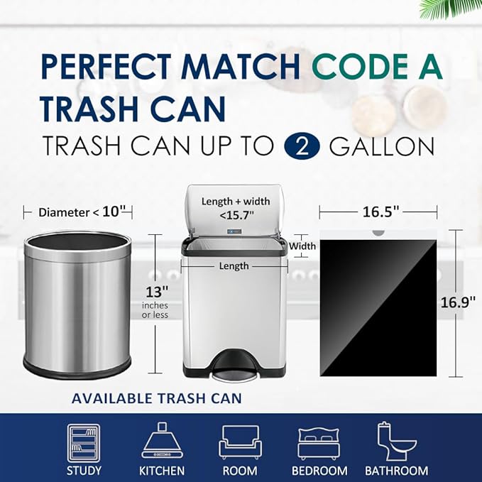 2 Gallon 120 Counts Strong Drawstring Trash Bags Garbage Bags by RayPard, Small Trash Bin Liners for Home Office Kitchen Bathroom Bedroom, Black
