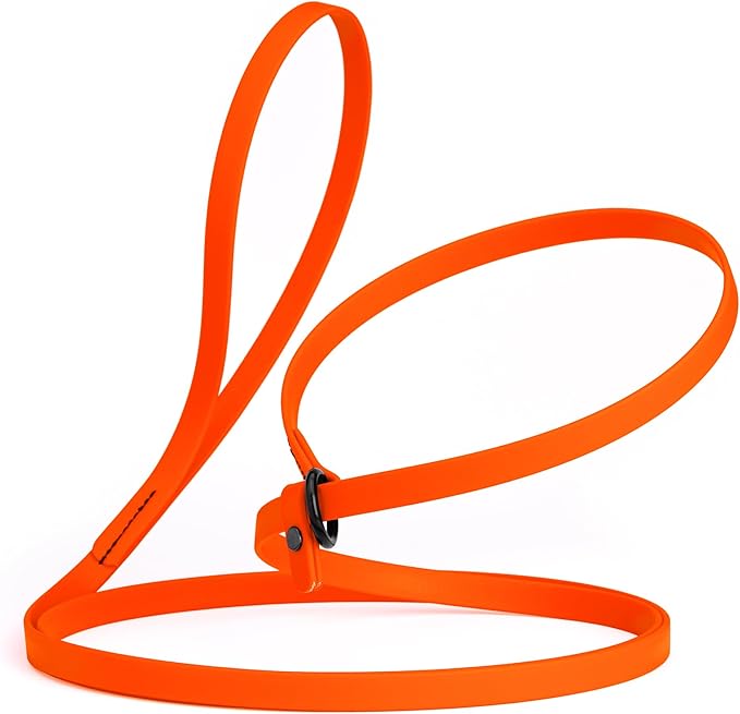 Dogline Biothane Slip Dog Leash - for Small, Medium and Large Dogs - Odor Free Slip Lead, Heavy Duty and Durable Material Kennel Lead - Hunter Orange - 7ft L x 1/2in W