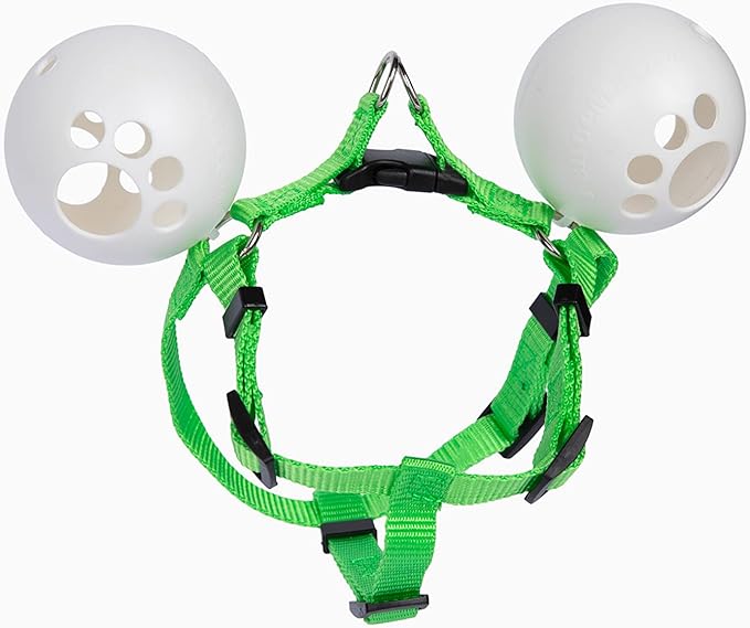 FenceMate Small Dog Harness with Attached Balls Dog Collar to Prevent Escape Through Fence Openings (Medium) Fits Girth or Chest Size 19"-29" Improved Fence Blockers for Dogs