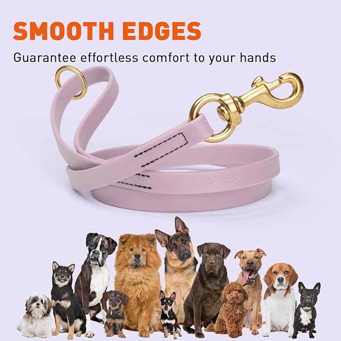 Viper Biothane K9 Working Dog Leash Waterproof Lead for Tracking Training Schutzhund Odor-Proof Long Line with Solid Brass Snap for Puppy Medium and Large Dogs 4ft, Pastel Purple
