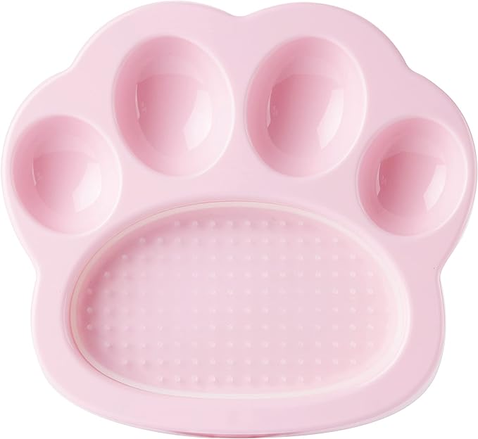 PetDreamHouse PAW 2-in-1 Mini Slow Feeder Dish & Lick Pad for Small Dogs & Cats, Paw-Shaped Slow Feeding Dish with an Interchangeable PAW Lick Pad.