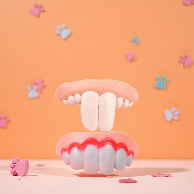 2Pcs Fake Braces for Dogs | Funnys Silicone Dentures for Dogs | Funny Fakes Teeth | Creative Fakes Teeths Dog Chew Toys - Funnys Dentures Pet Decorating, Easy to Apply Dog Toy Teeth，Toys