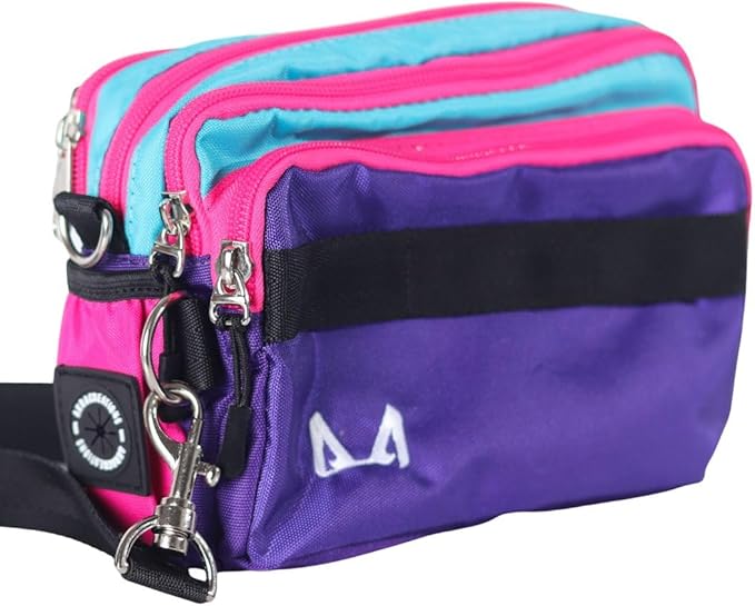 Dog Training Fanny Pack/Treat Bag with Removable Insulated Sleeve and Multiple Compartments, Color Black (Purple Pink)