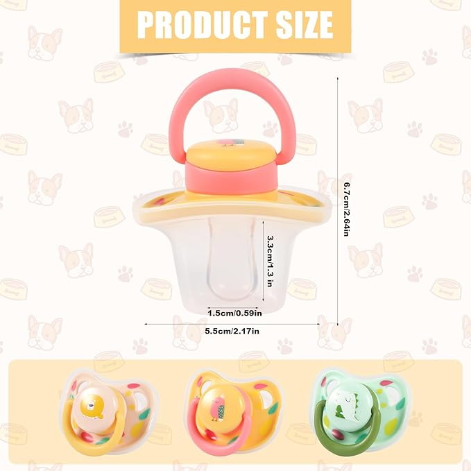 3pcs Dog Pacifiers, Silicone Puppy Kitten Calming Pacifier Cute Dog Pacifier Chew Toy Pacifier Dog Toy for Small Dogs Cats (3 Colors)