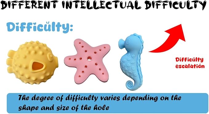 PET-ELF Ocean Paradise Series Treat Dispensing Dog Toys, Interactive and Cognitive Puzzles for Small to Medium Pets, Slow Feeder, Training in Different Levels of Difficulty, Enrichment Toys, Pack of 3