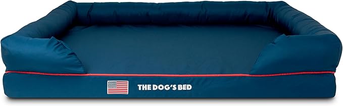 The Dog’s Bed Replacement Outer Cover, Oxford Fabric, Blue with Red Trim & USA Flag, XXL