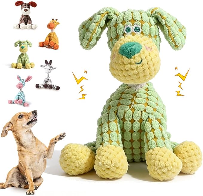 2026 New Indestructible Dog Toy, Dog Toys for Aggressive Chewers, Interactive Dog Squeaky Toys Soft Puppy Chew Toy for Small Medium Large Dogs (Green)