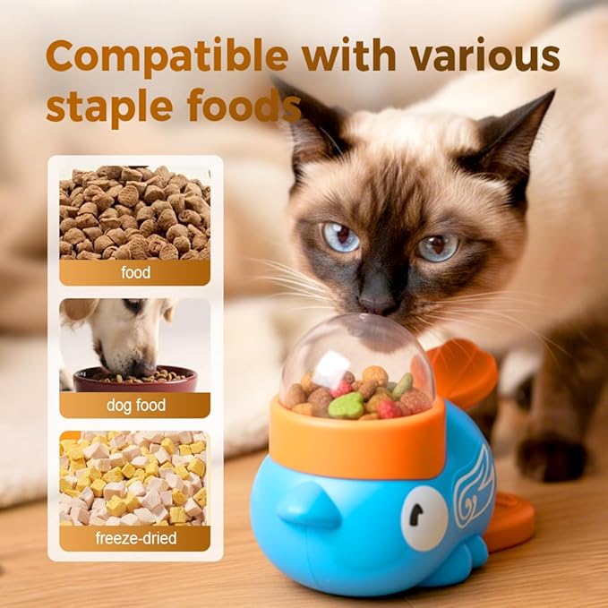 Dog Interactive Treat Dispenser Toy, 2026 New 2-in-1 Interactive Dogs Toys Food Puzzle Slow Feeder, Safe Dog Food Slow Treat Feeding Dispenser for Small & Large Cats Dogs (Blue)