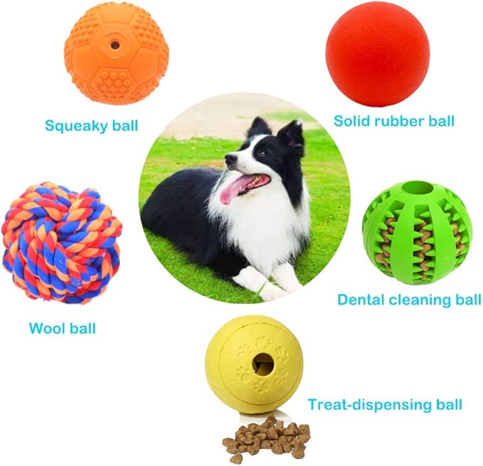 5 Different Functions Interactive Dog Toys, Puzzle Toys, Dog Balls for Medium Large Dogs, Dog Squeaky Balls, Food Treat Dispensing Toys