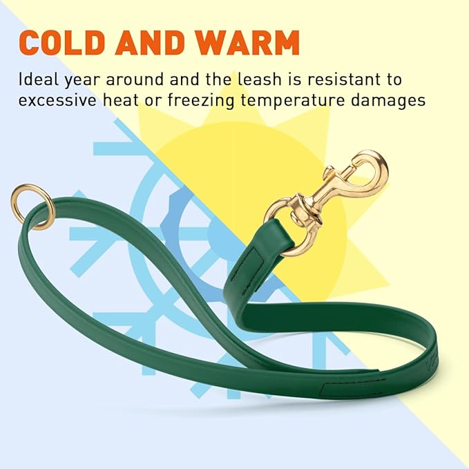 Viper Biothane K9 Working Dog Leash Waterproof Lead for Tracking Training Schutzhund Odor-Proof Long Line with Solid Brass Snap for Puppy Medium and Large Dogs 20in, Hunter Green