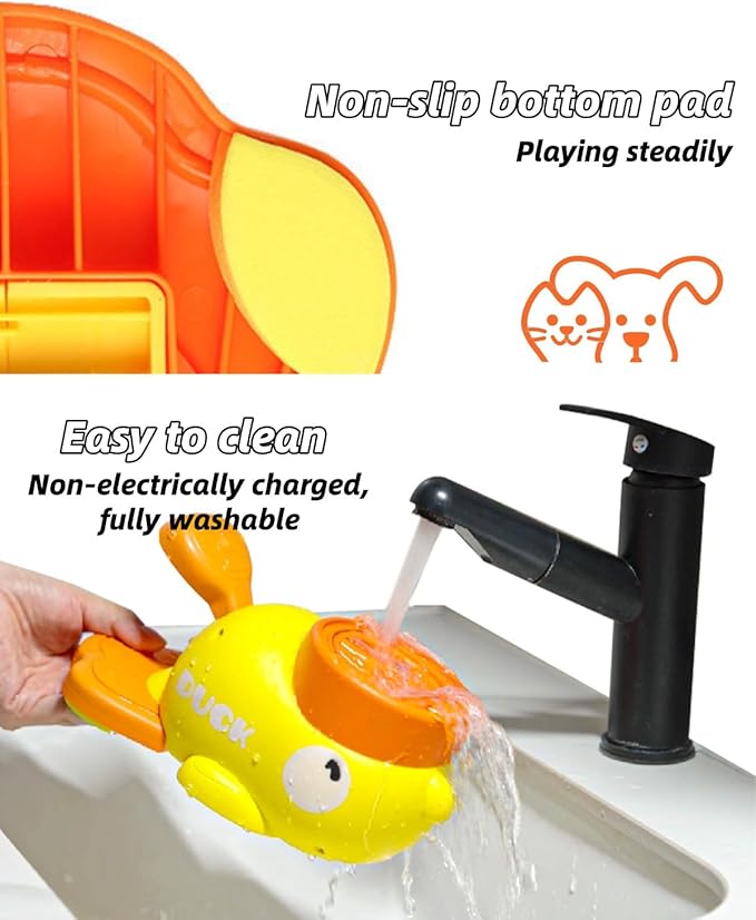 Cat Puzzle Treat Dispenser, Puzzle Feeder Dog Treat Dispenser Toy, Duck Pet Feeder, Slow Feeder Dog Bowls, 3 Sizes of Lids, Duck Treat Dispenser, IQ Training and Exercise for Cats and Dogs